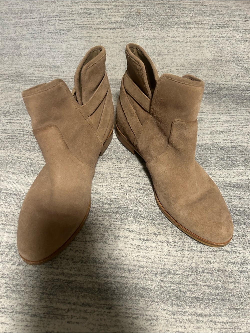 Michael Kors Beige Suede Ankle Boots with Strap and Buckle